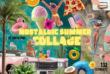 Retro Nostalgic Summer Collage Pack