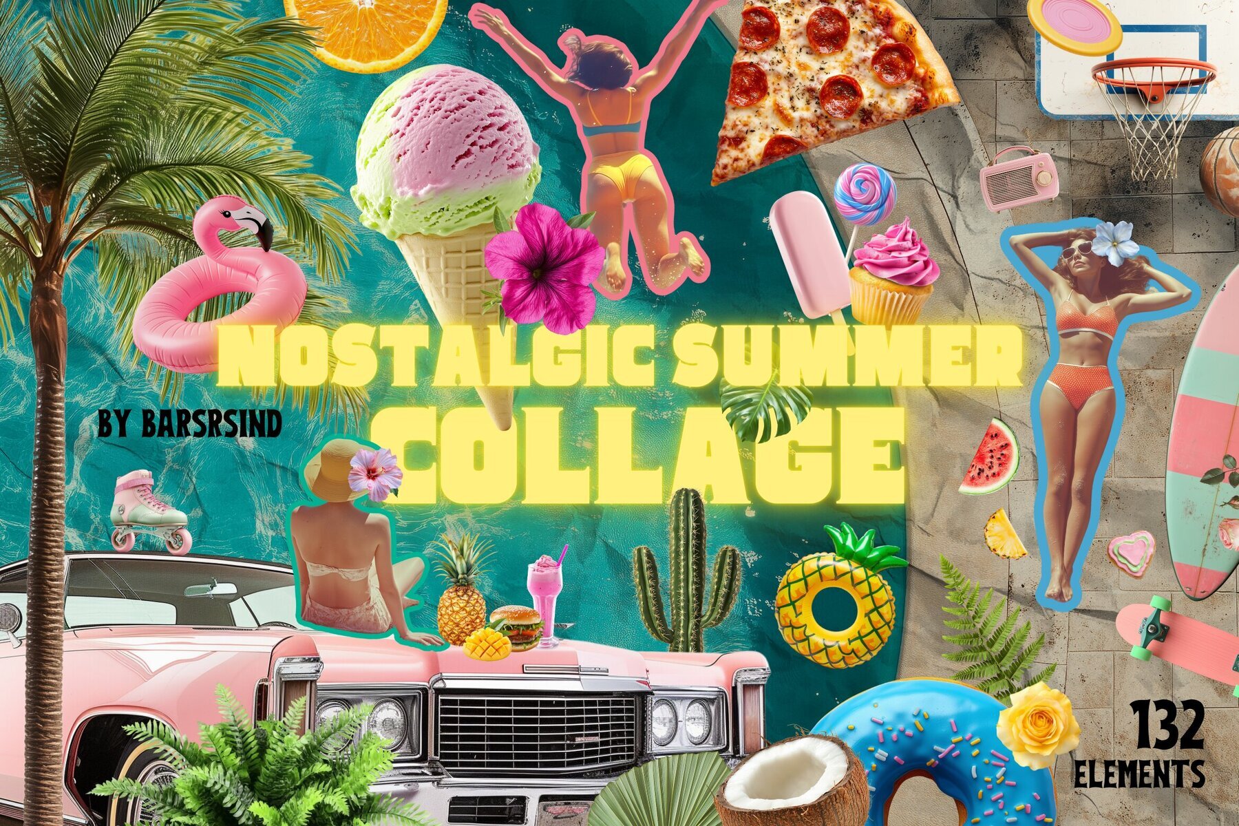 Retro Nostalgic Summer Collage Pack 1