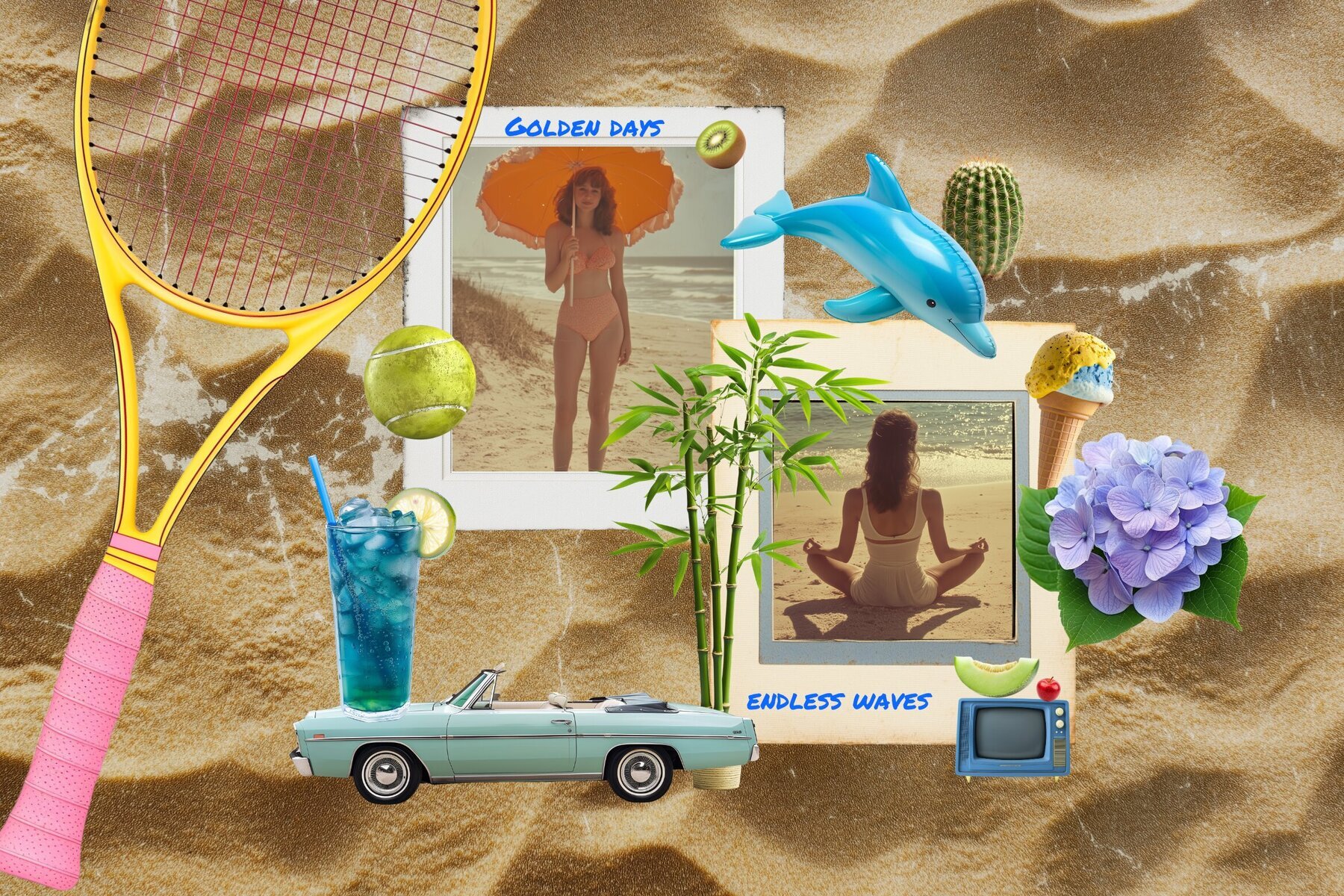 Retro Nostalgic Summer Collage Pack 3