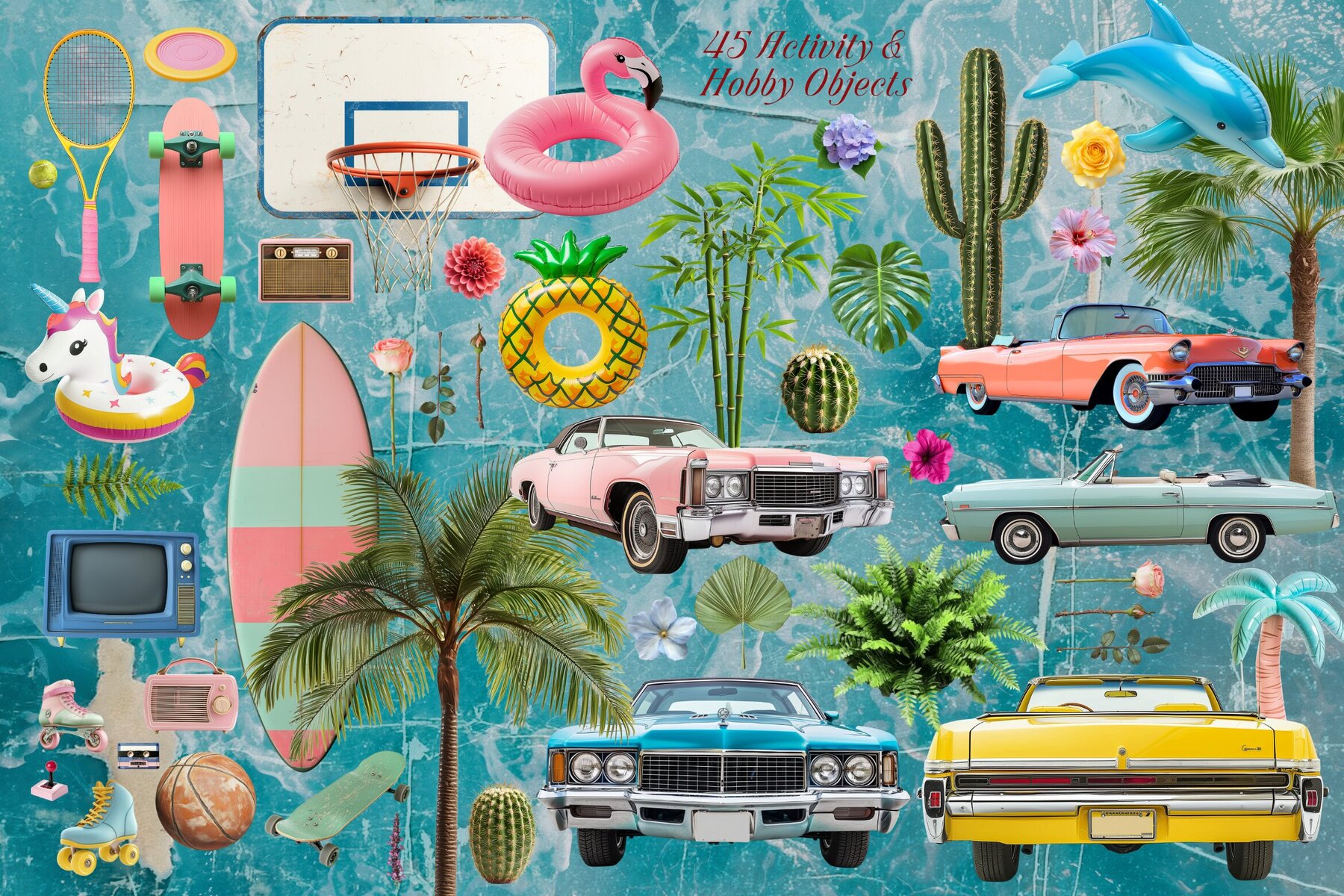 Retro Nostalgic Summer Collage Pack 7