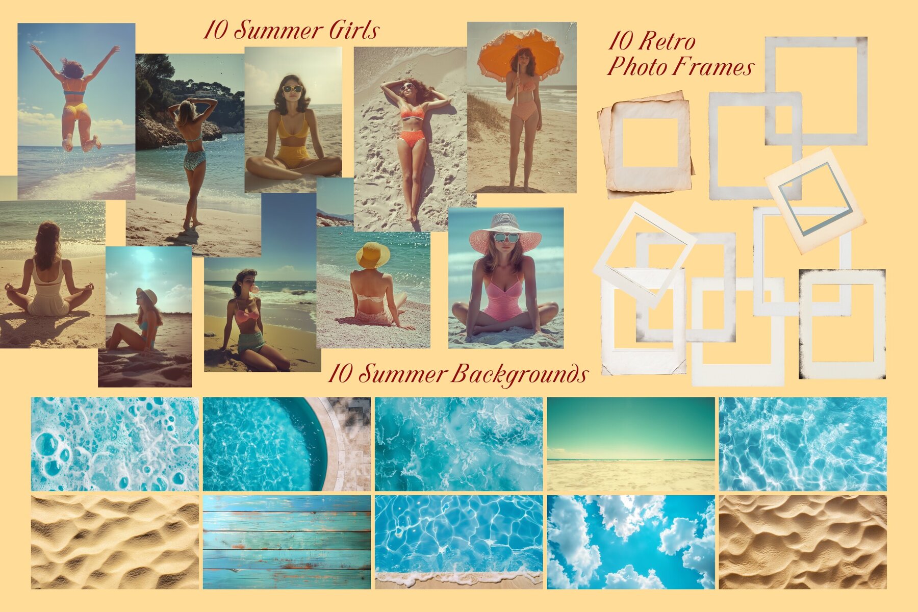 Retro Nostalgic Summer Collage Pack 8
