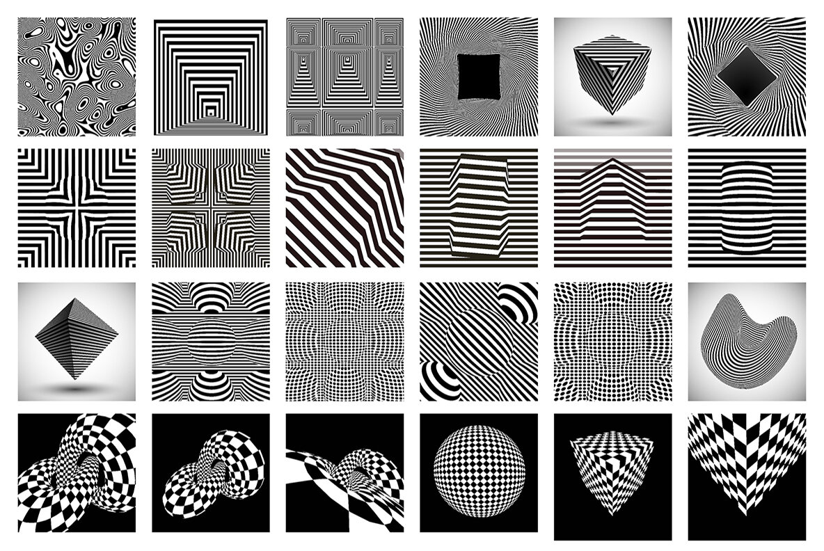 Op Art Vector backgrounds bundle 9