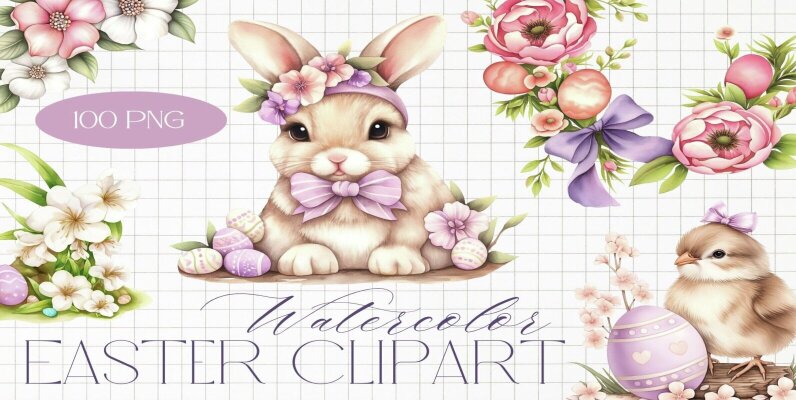 Watercolor Easter Clipart