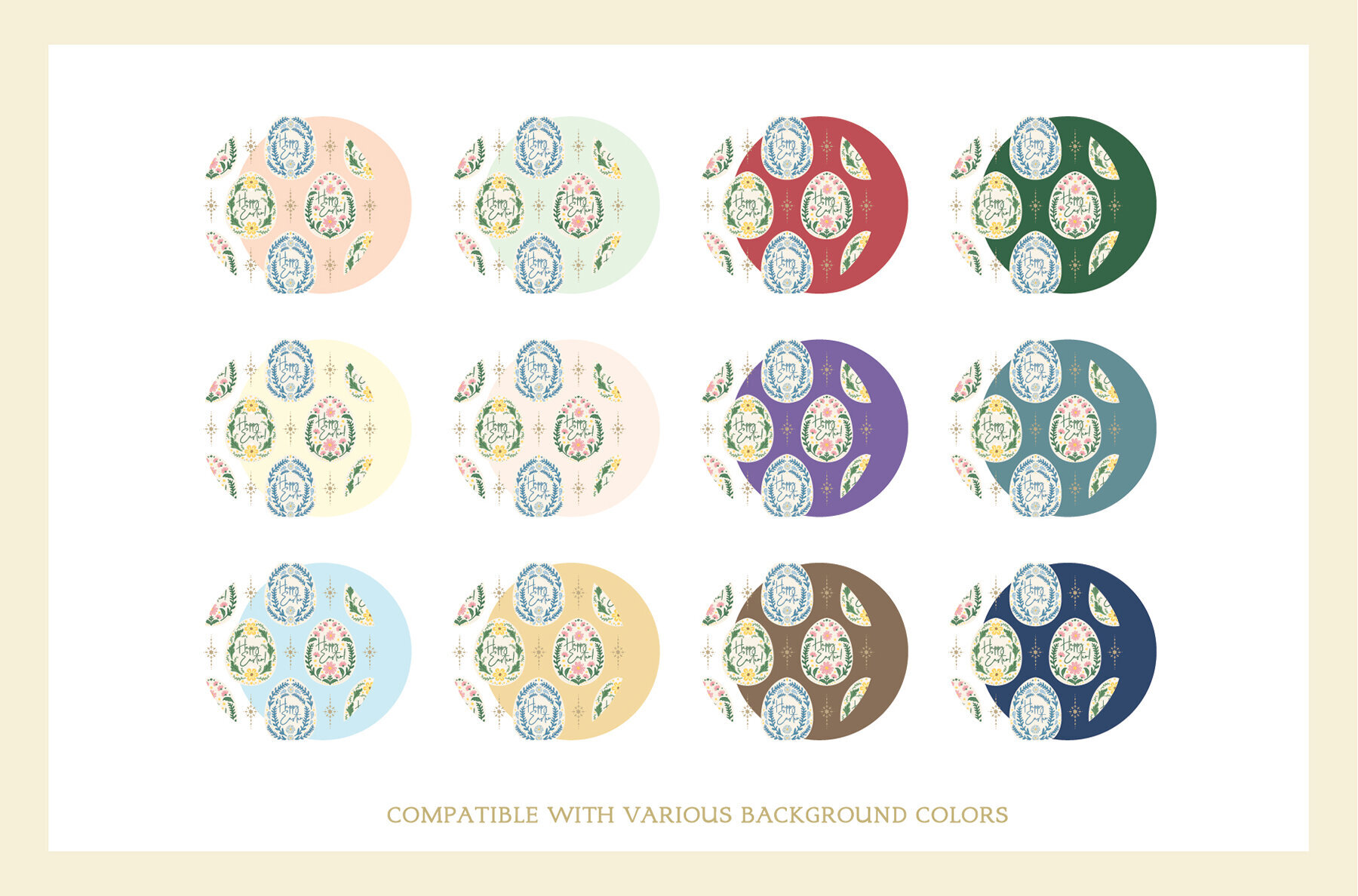 Easter Bunny Eggs Pattern 3 Folk art 2