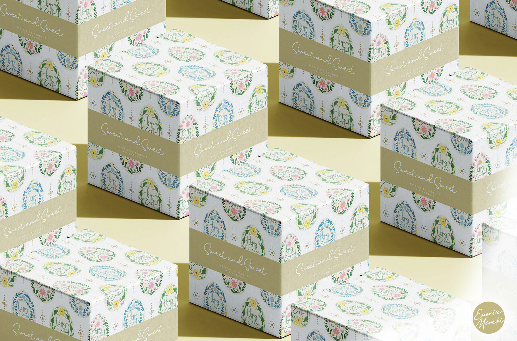 Easter Bunny Eggs Pattern 3 Folk art 3