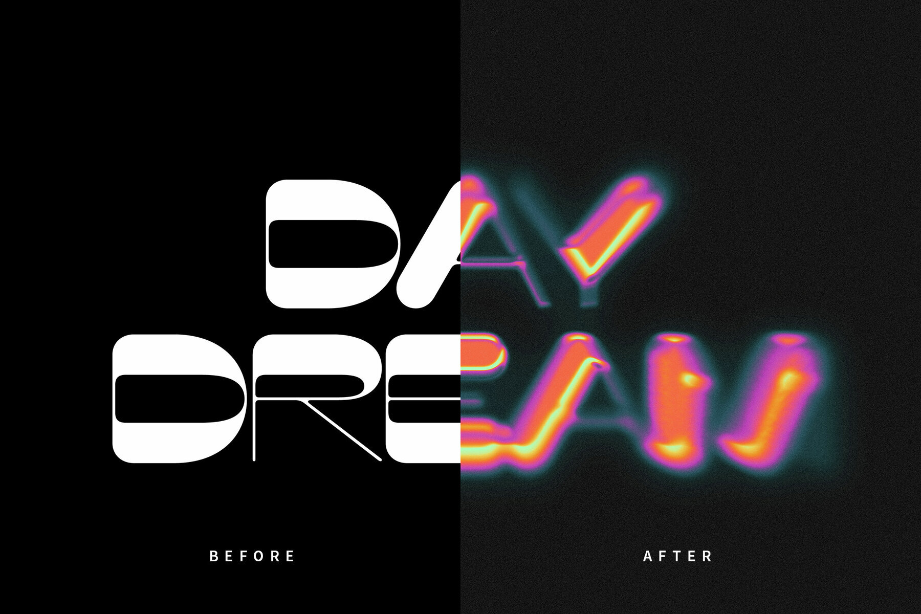 Colourful Blurry Chrome Text Effect Mockup 2