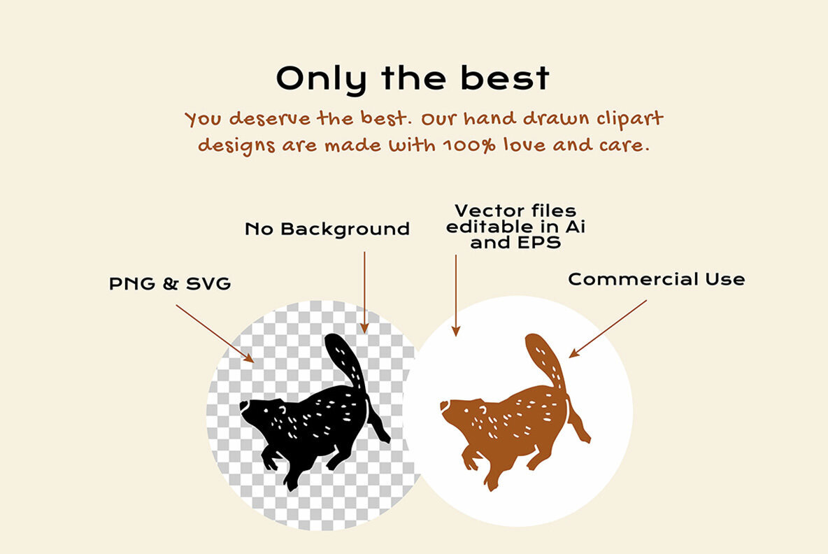 Forest Friends Linocut Clipart 2