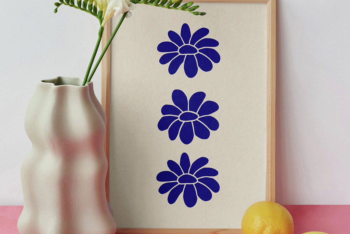 Flower Garden Linocut Clipart 4