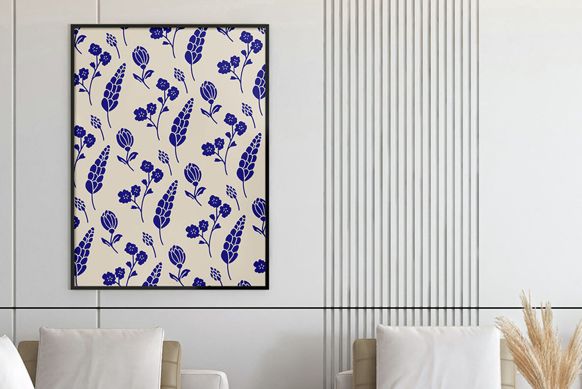 Flower Garden Linocut Clipart 5