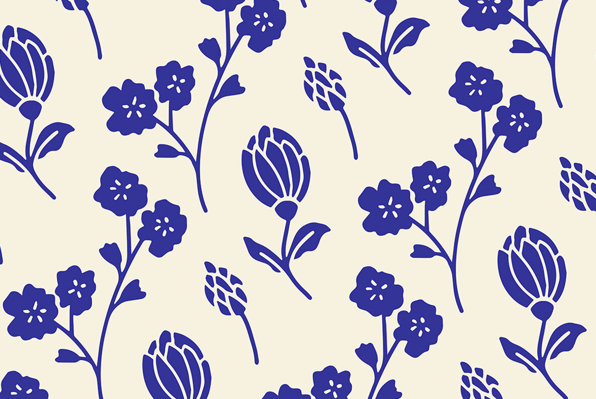 Flower Garden Linocut Clipart 7