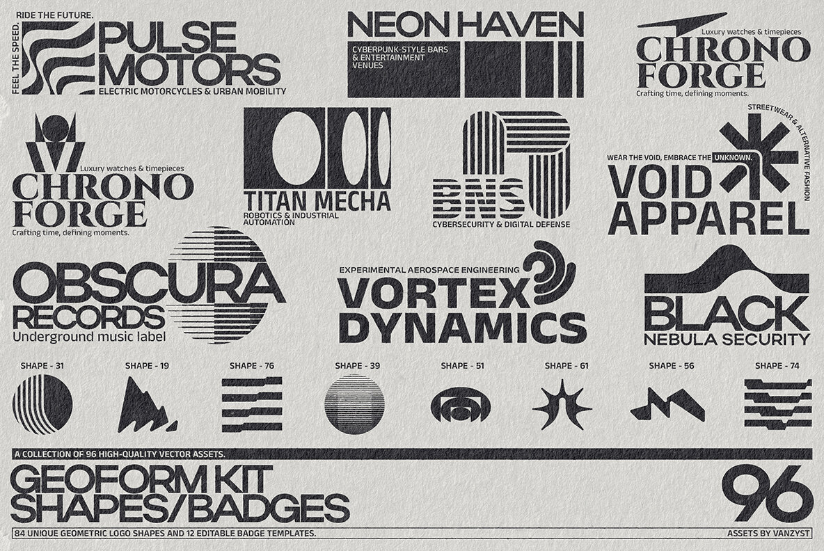 GeoForm Kit   96 Shapes Badges 1