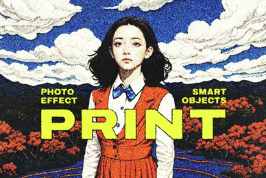 Halftone Print Effect Template