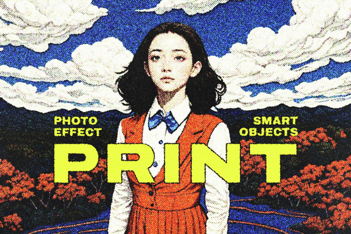 Halftone Print Effect Template 1