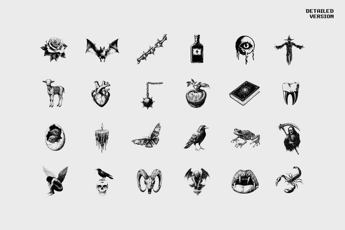 Dark Aesthetic Dithering Graphic Pack 2