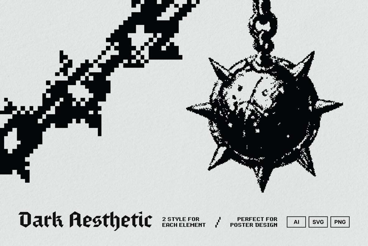 Dark Aesthetic Dithering Graphic Pack 6