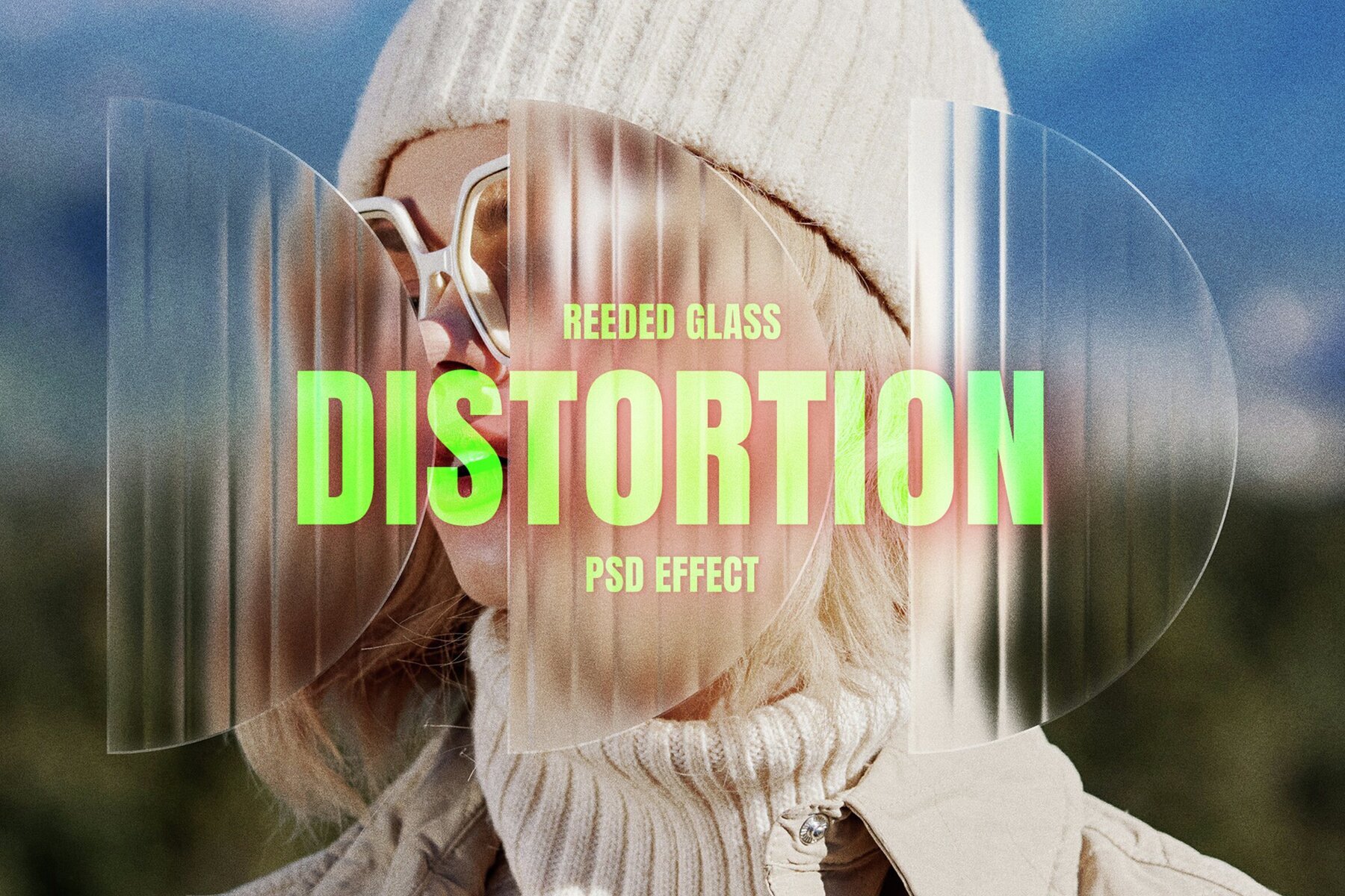 Reeded Glass Distortion Image Effect Mockup 1