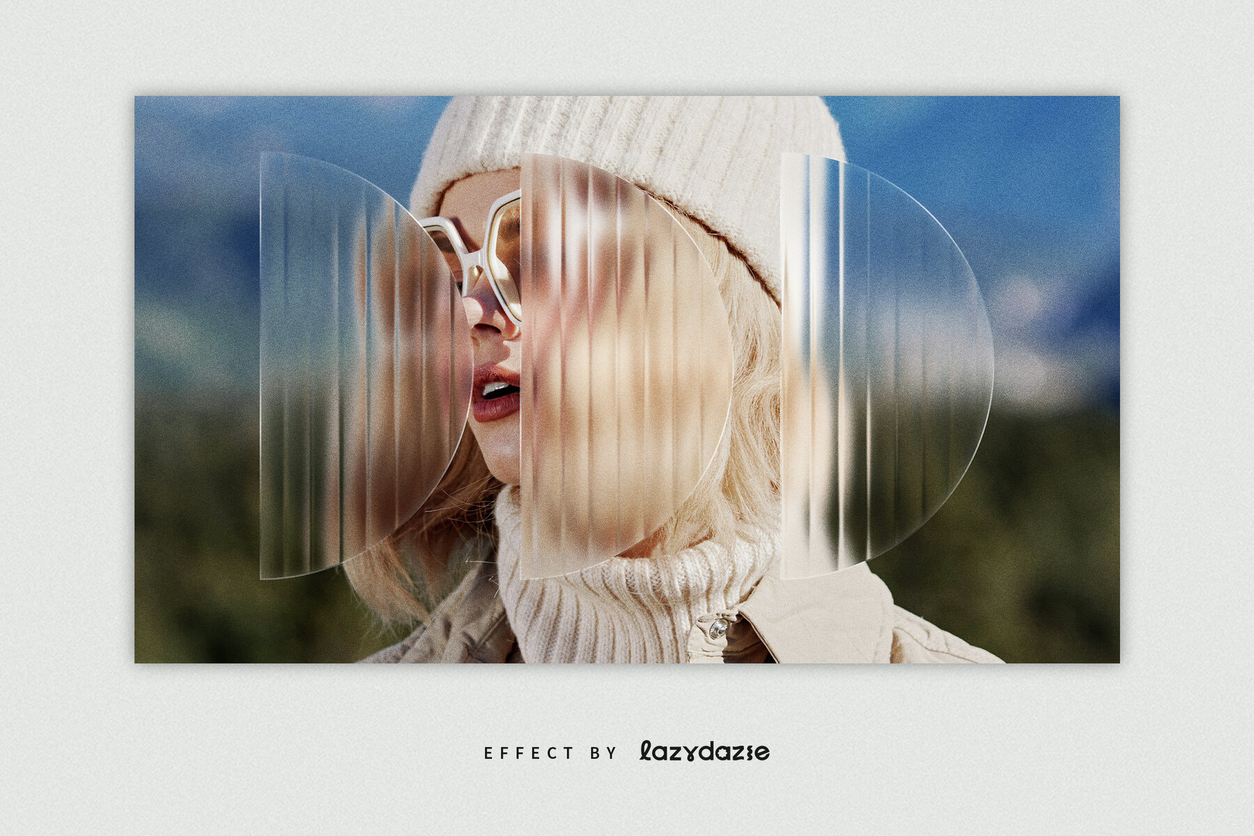 Reeded Glass Distortion Image Effect Mockup 4