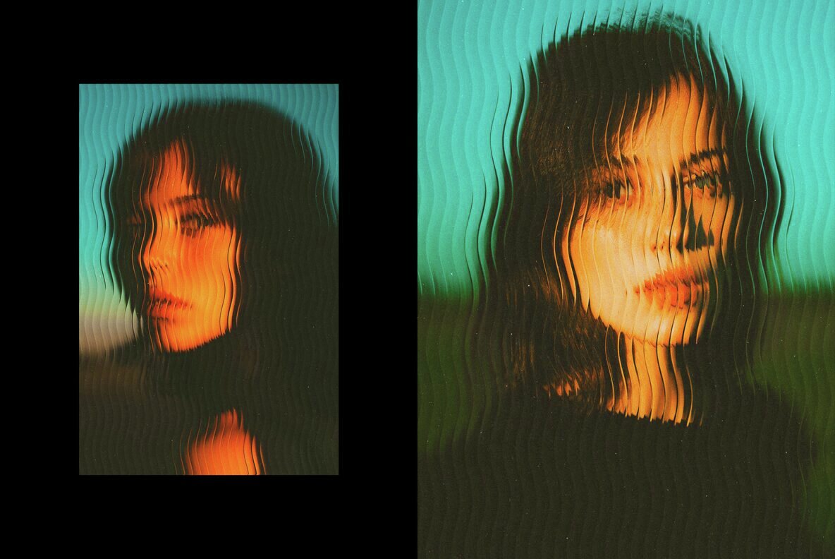 Wavy Ribbed Glass Photo Effect 6