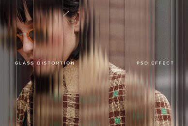 Reeded Glass Distortion Image Effect Mockup