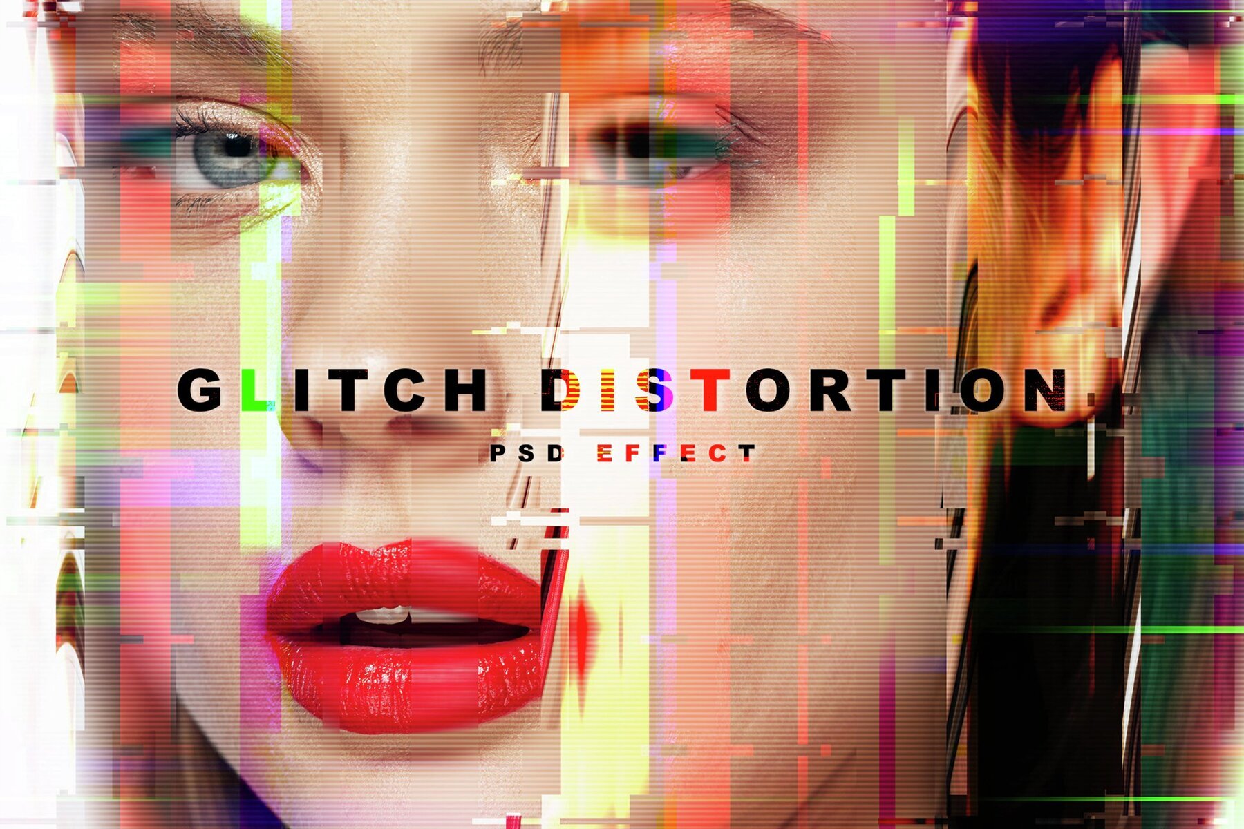 Glitch Distortion Image Effect Mockup 1