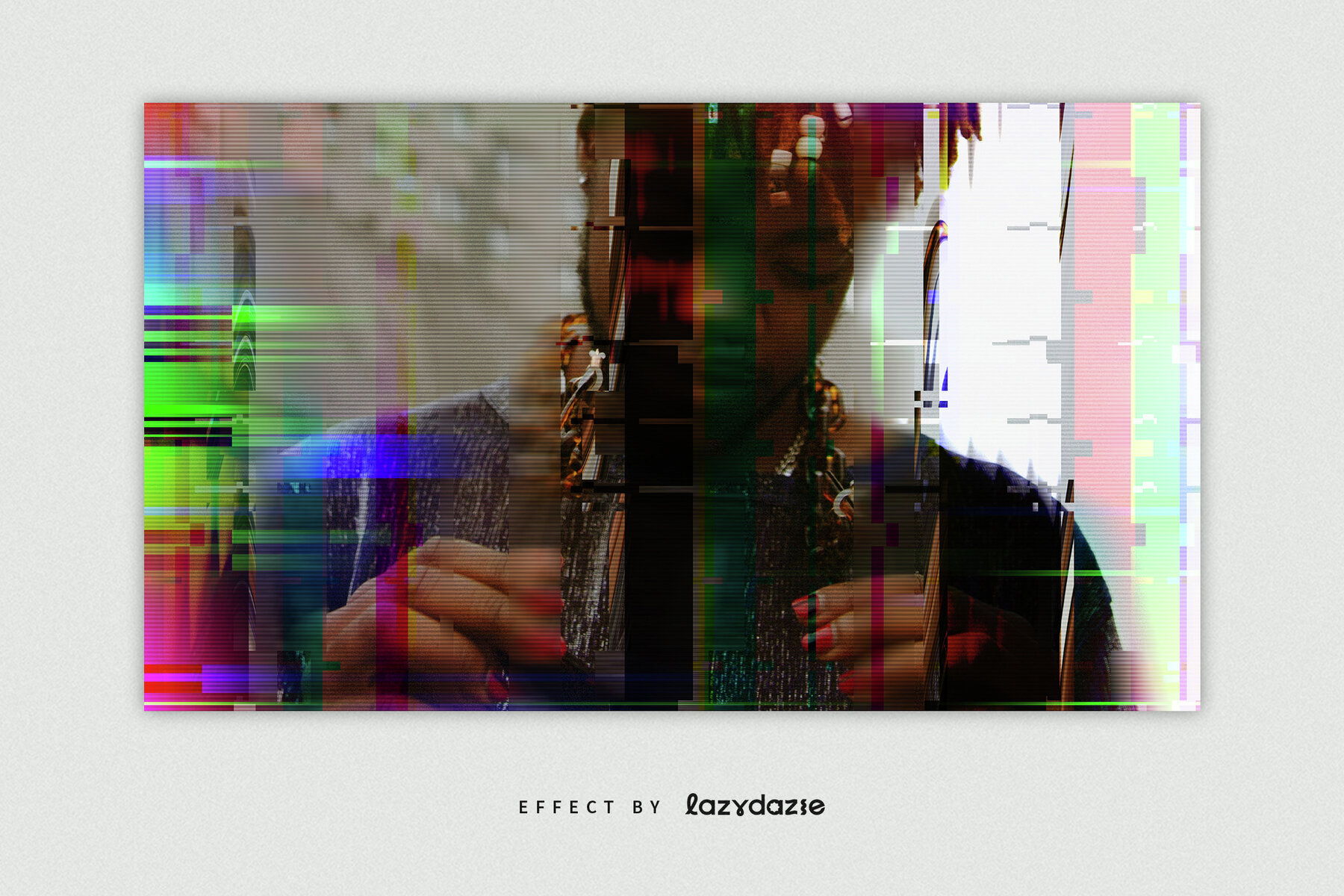 Glitch Distortion Image Effect Mockup 3