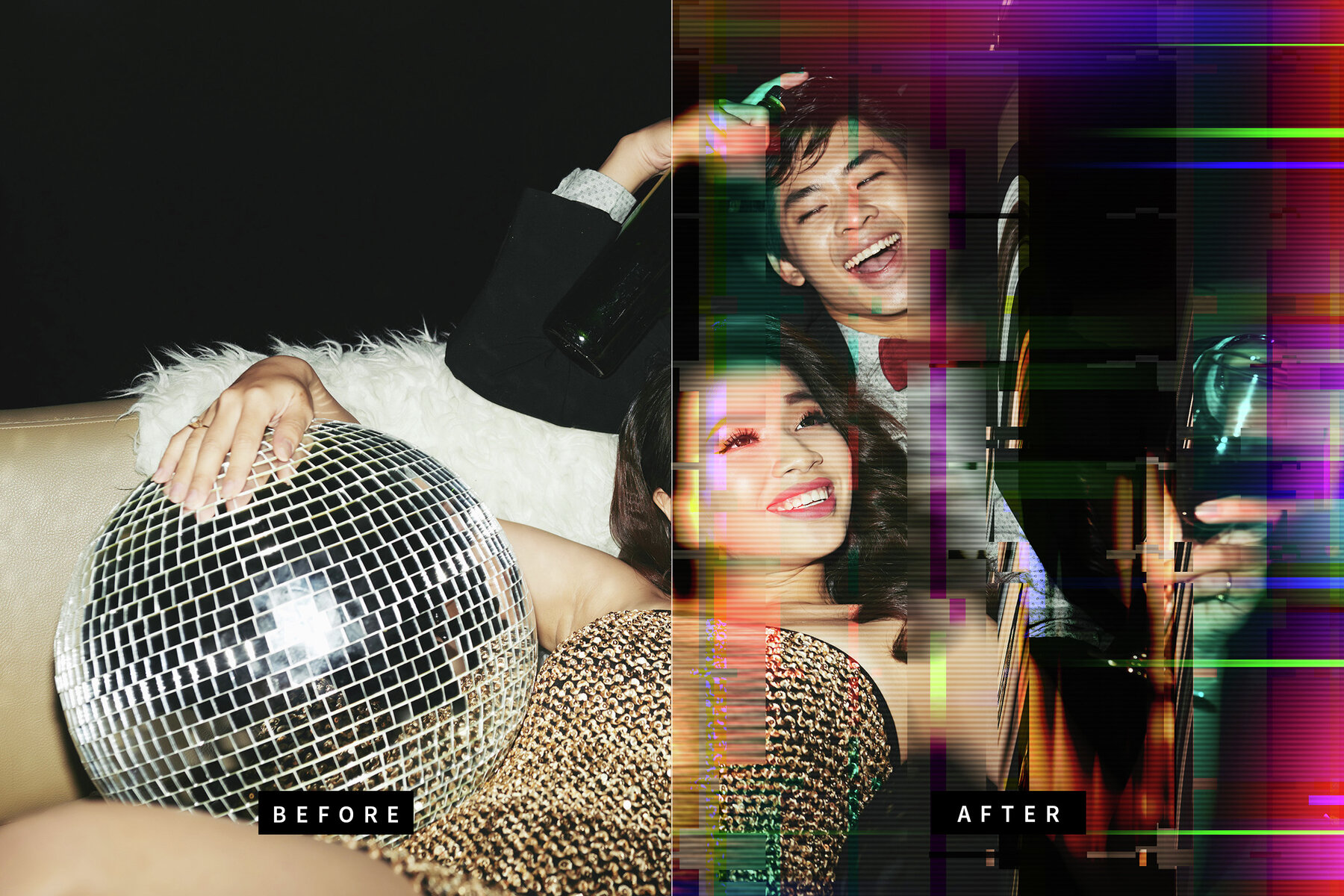 Glitch Distortion Image Effect Mockup 7