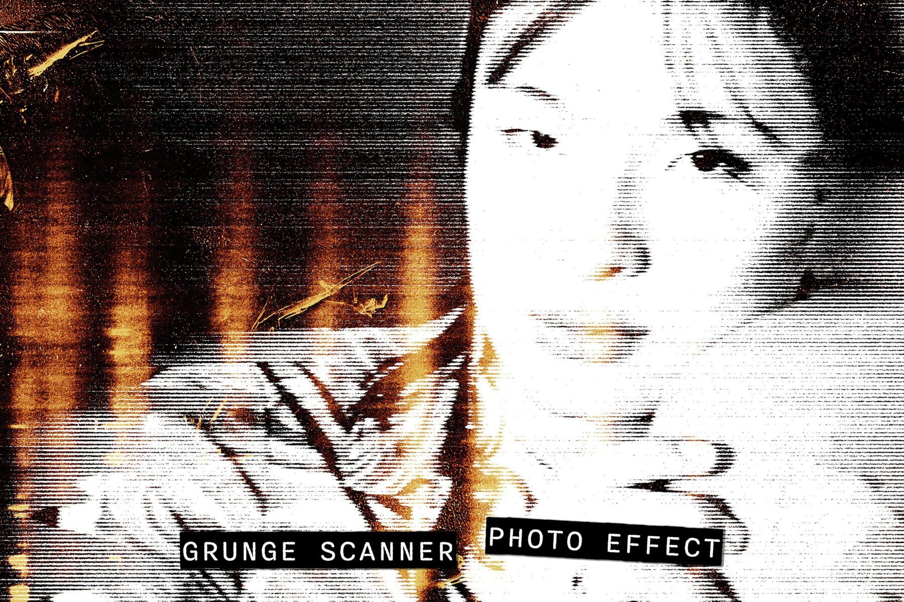 Grunge Scanner Image Effect Mockup 1