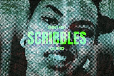 Messy Scribbles Image Effect Mockup