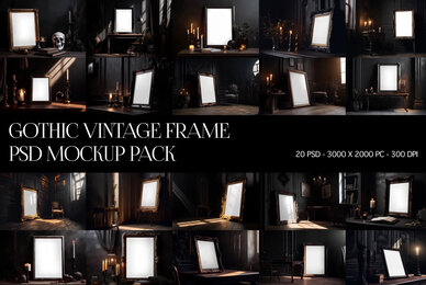 Dark Gothic Frame PSD Mockups Pack