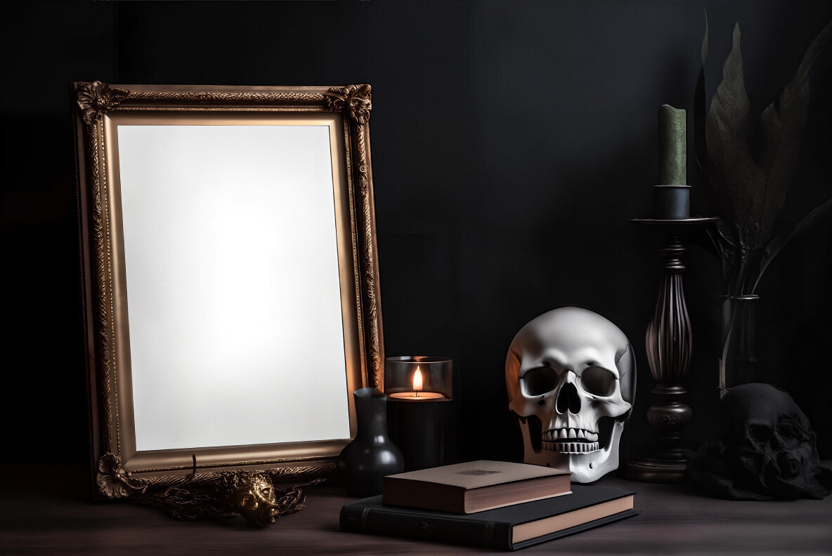 Dark Gothic Frame PSD Mockups Pack 3