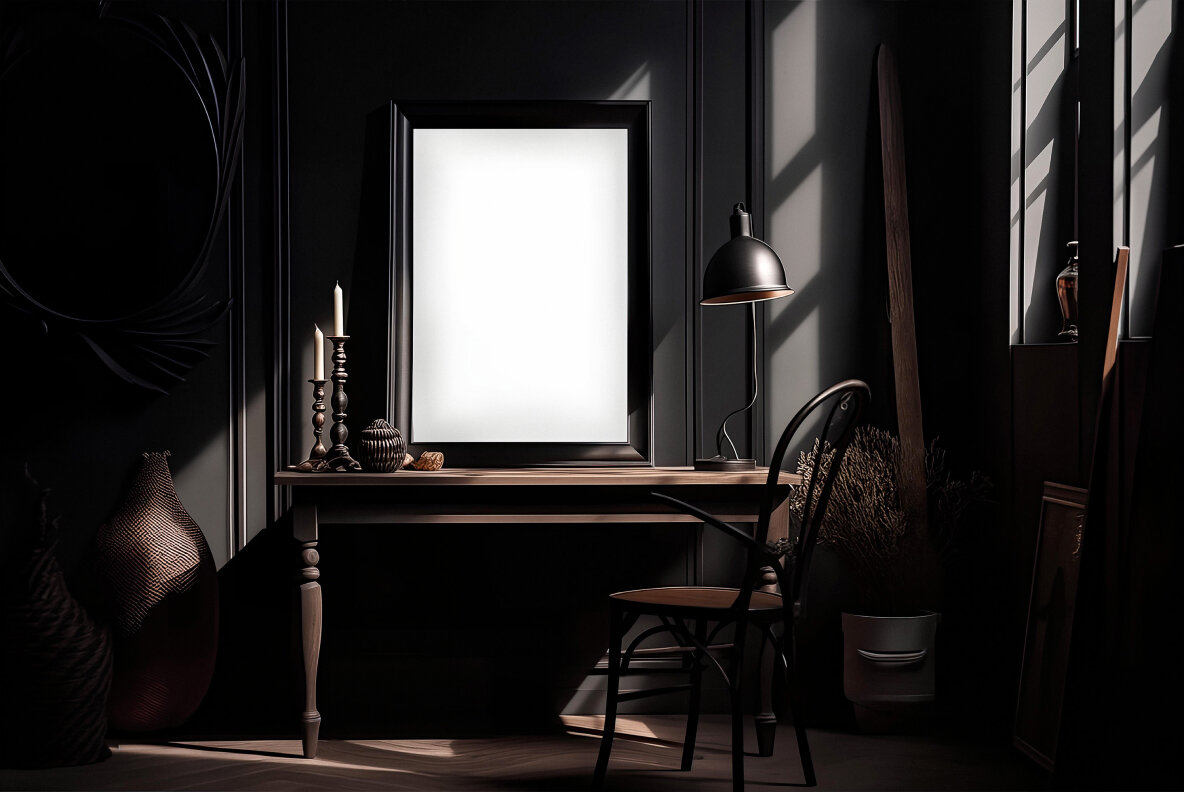 Dark Gothic Frame PSD Mockups Pack 4