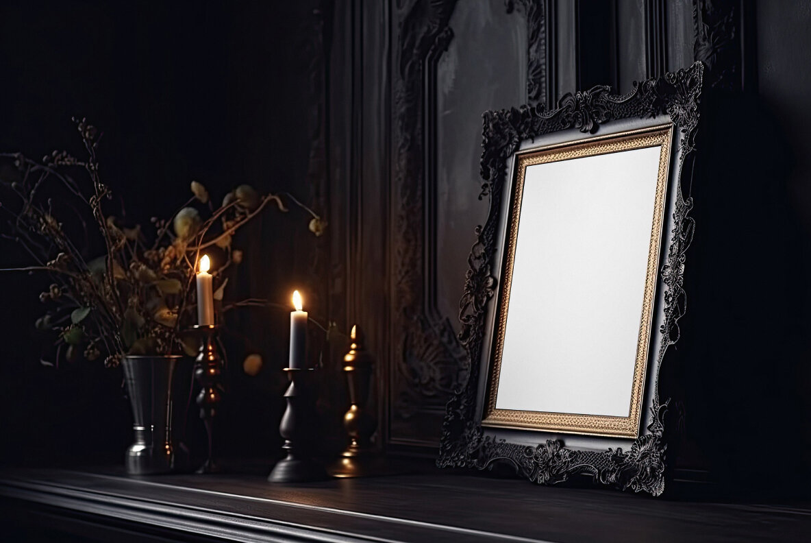 Dark Gothic Frame PSD Mockups Pack 6