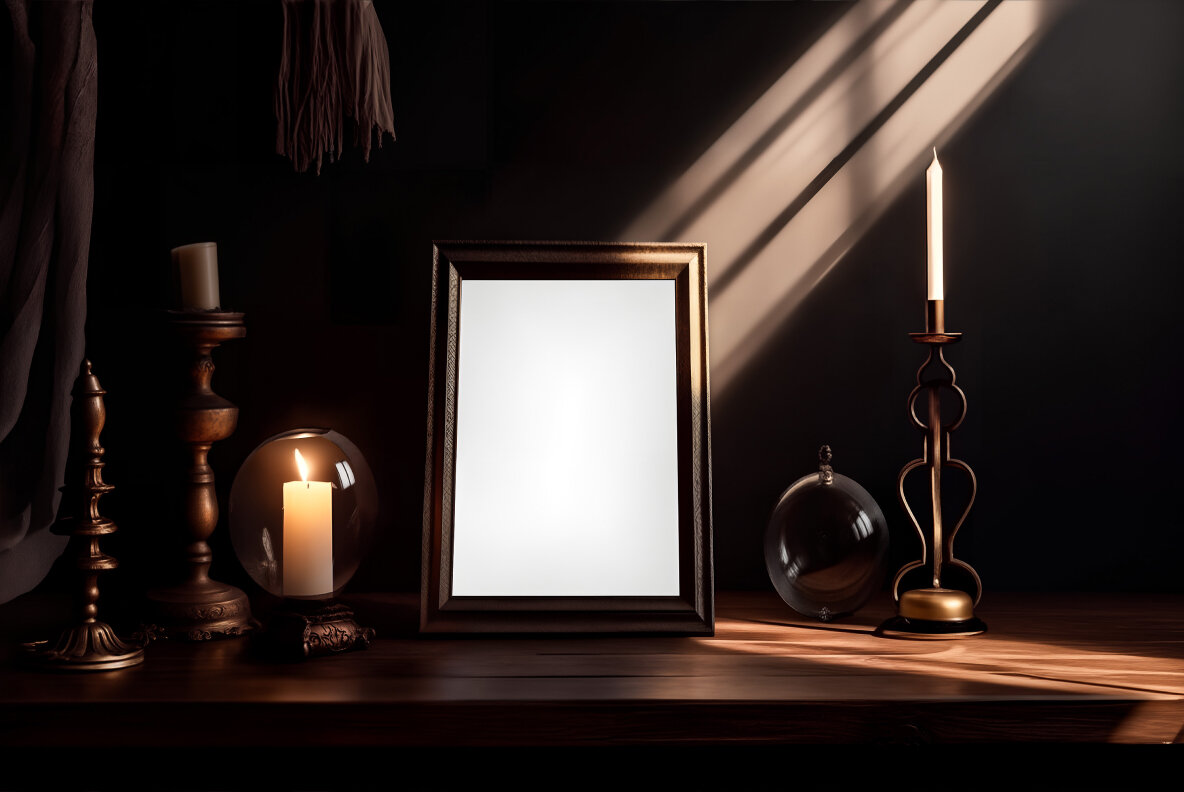 Dark Gothic Frame PSD Mockups Pack 8