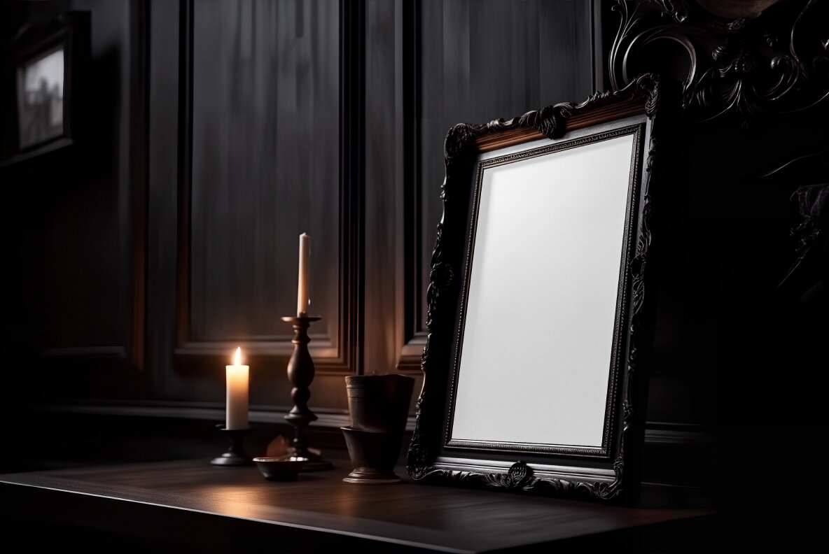 Dark Gothic Frame PSD Mockups Pack 9