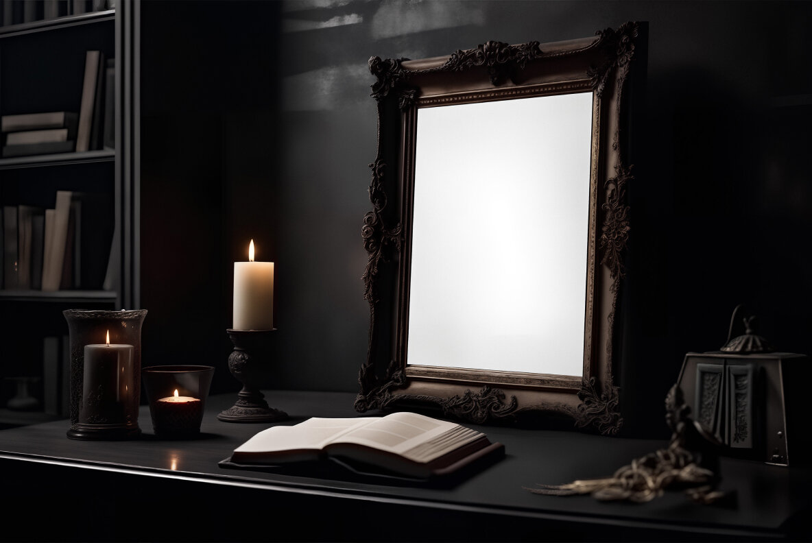Dark Gothic Frame PSD Mockups Pack 12