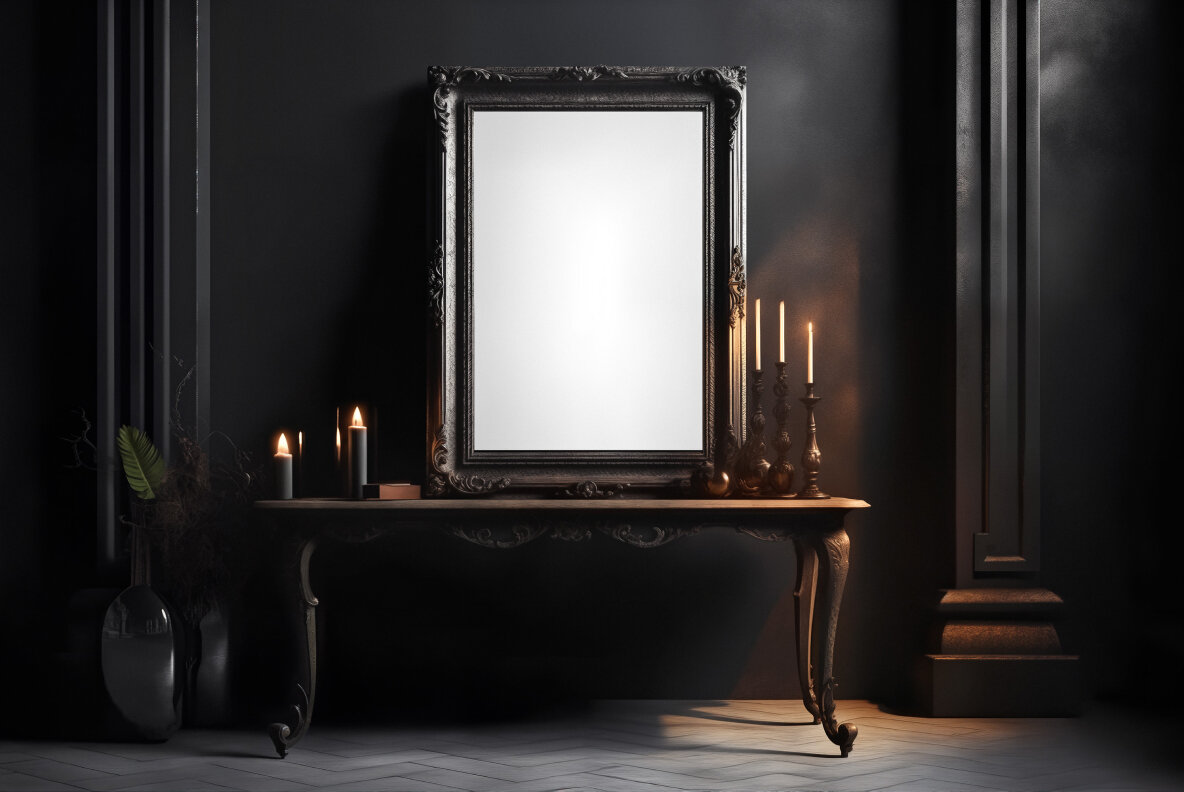 Dark Gothic Frame PSD Mockups Pack 13
