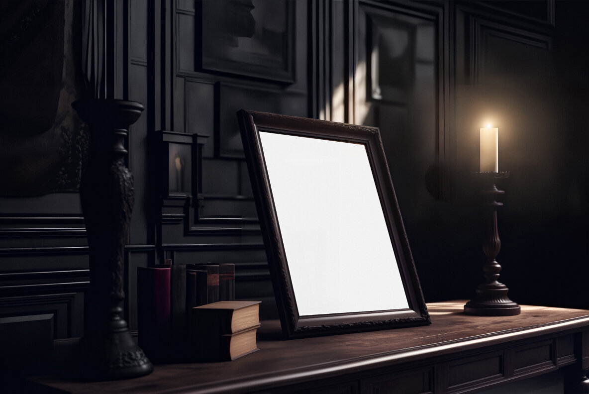 Dark Gothic Frame PSD Mockups Pack 22