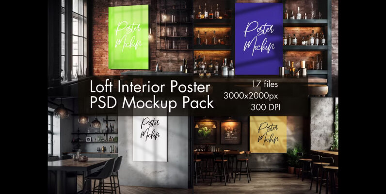 Loft Interior Poster Mockup Pack