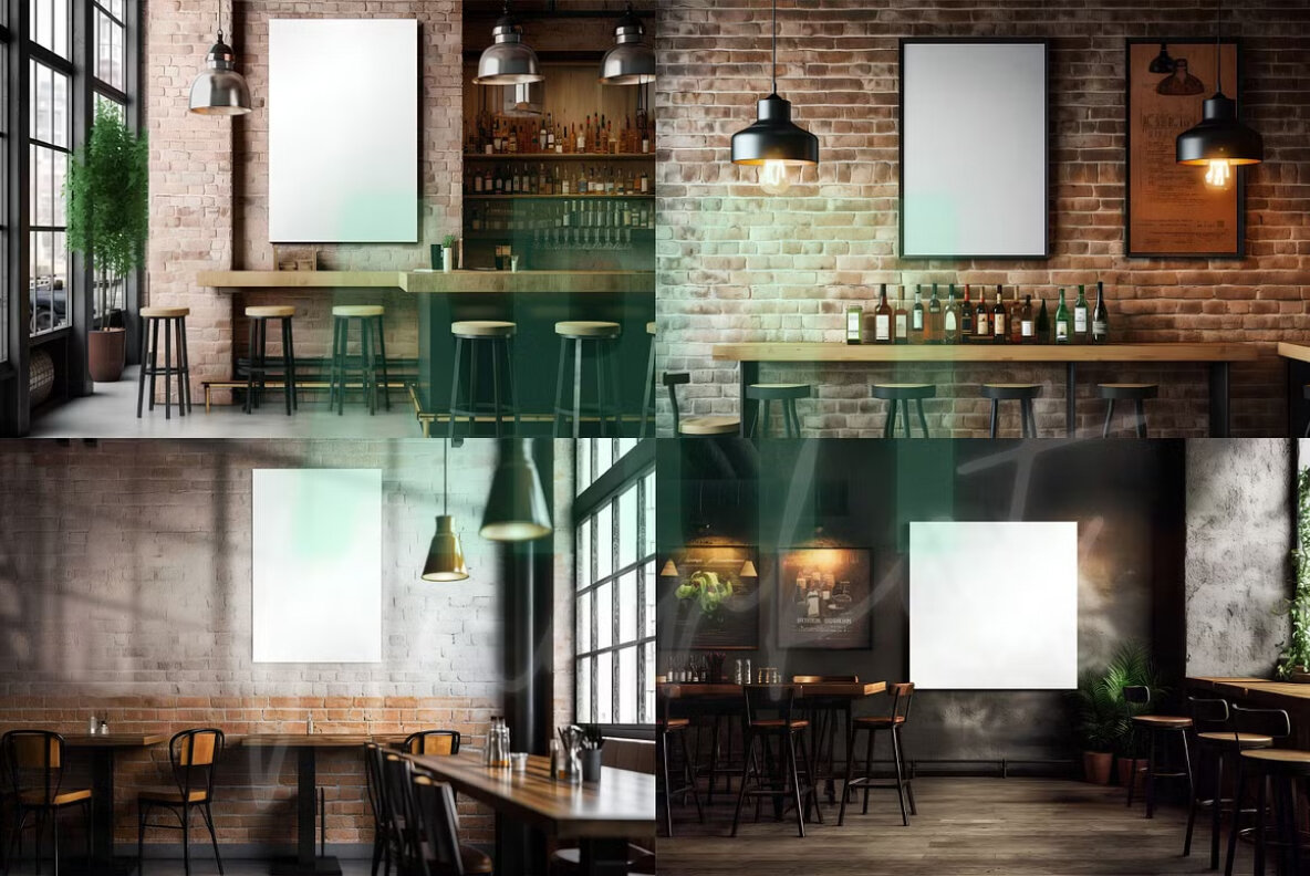 Loft Interior Poster Mockup Pack 4