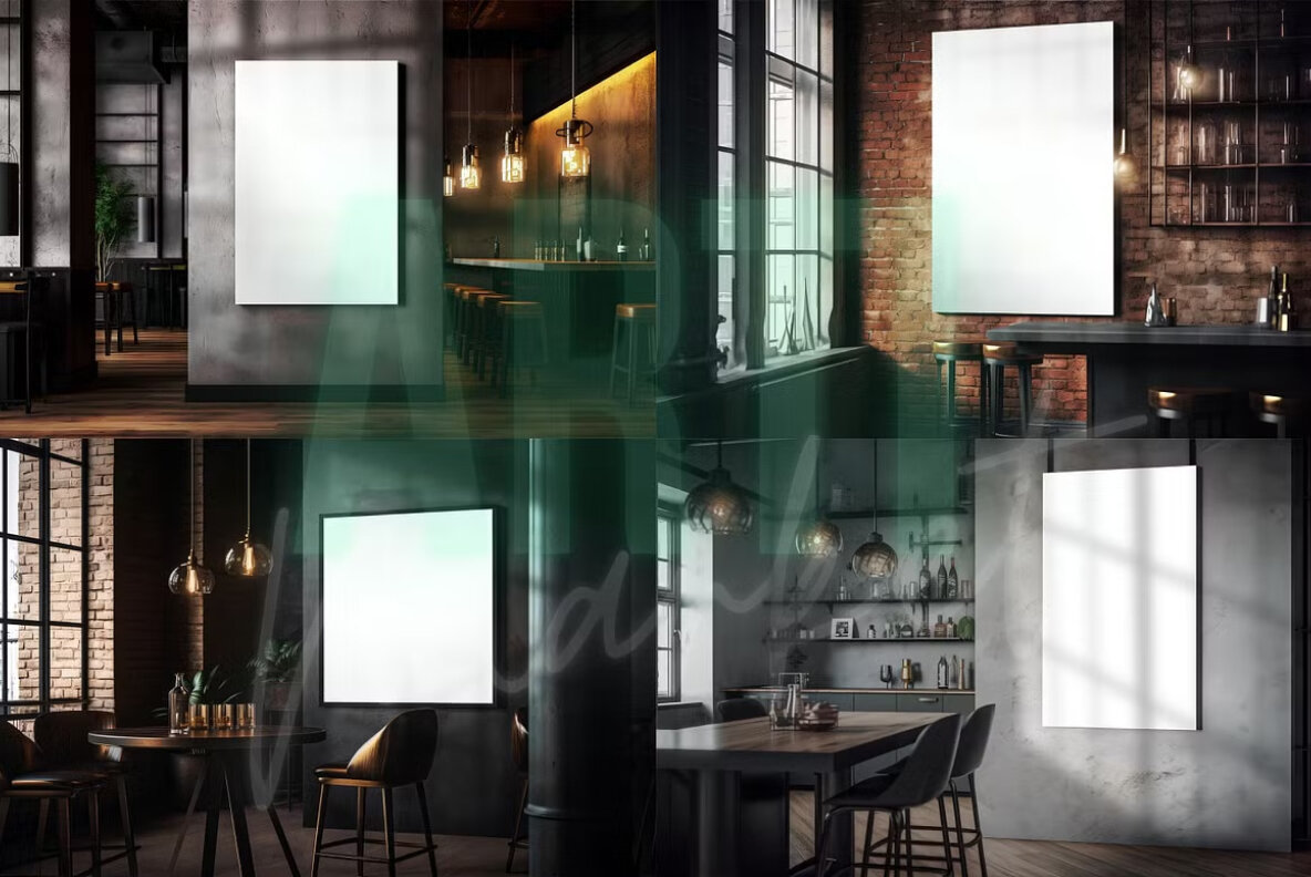 Loft Interior Poster Mockup Pack 5