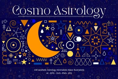 140 Astrological Linear Aesthetic Symbols
