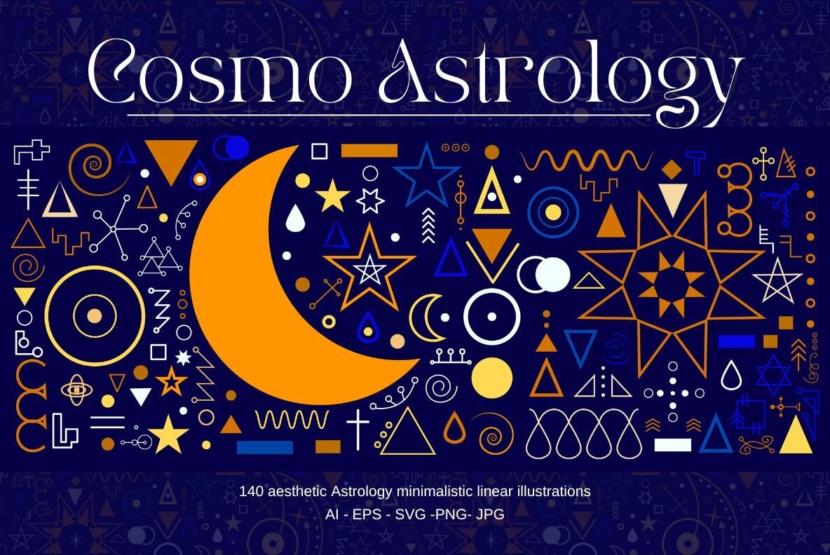 140 Astrological Linear Aesthetic Symbols 1