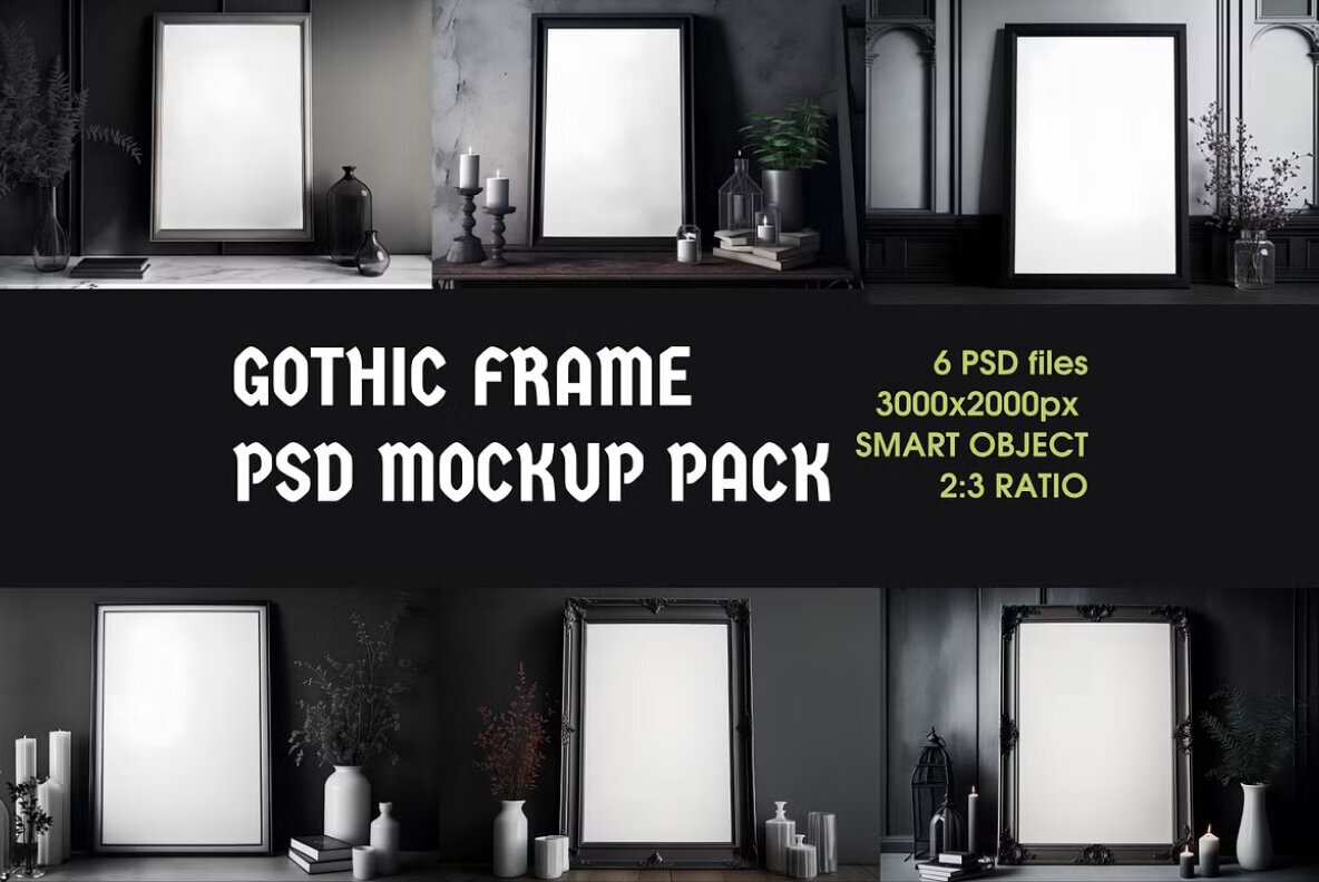 Gothic Frames PSD Mockup Pack 1