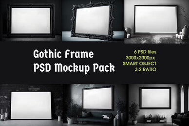 Black Gothic Frames PSD Mockups
