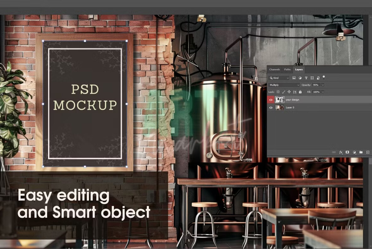 Brewery Frame Mockup Bar Frame PSD 2