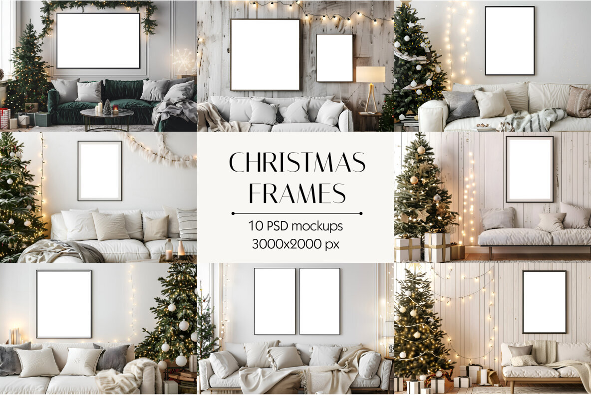 Christmas Frame PSD mockup pack 1