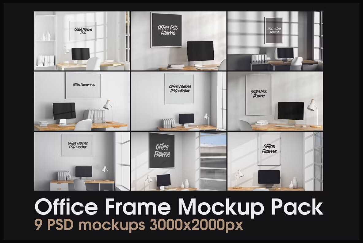 Office Frame PSD Mockup Pack 1