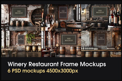 Wine Restaurant Interior Frame Mockups