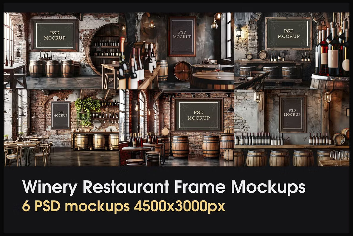 Wine Restaurant Interior Frame Mockups 1