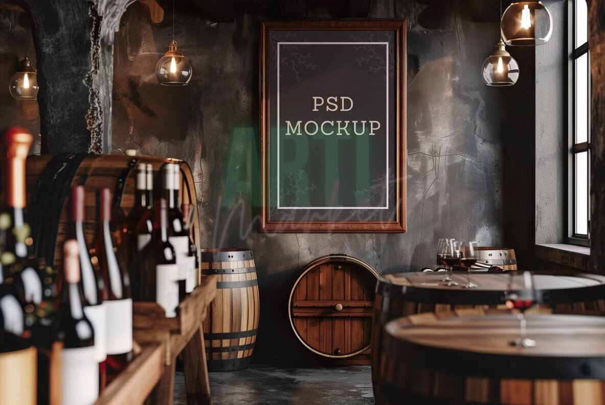 Wine Restaurant Interior Frame Mockups 3